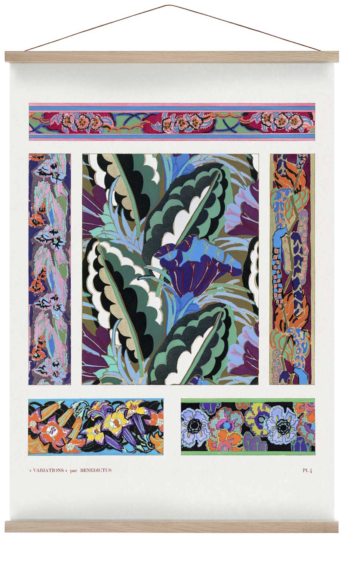Vintage geometrische Blumenart -Deco -Muster, Variation 4 von Édouard Bénédictus