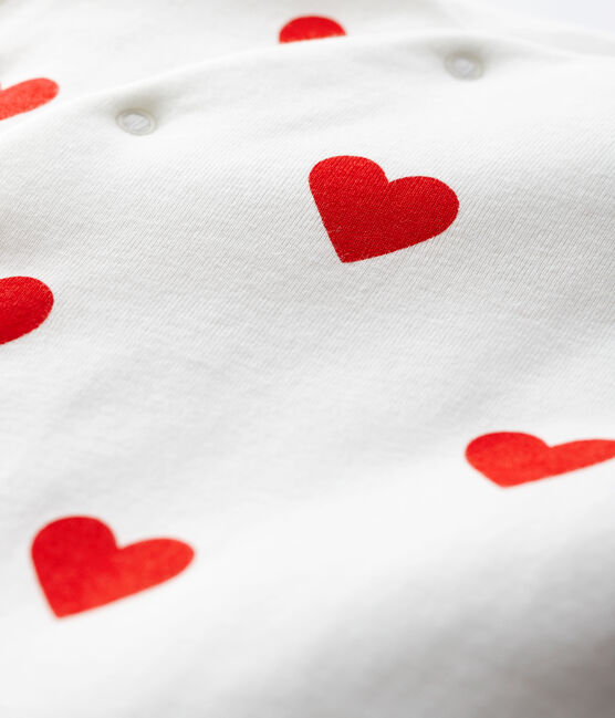 Combinaison longue cœurs rouges bébé en côte