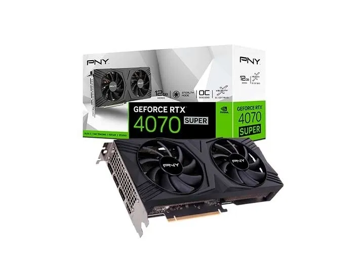 PNY Geforce RTX 4070 SUPER 12GB - VERTO Overclocked Dual Fan Edition - grafikkort - GeForce RTX 4070 Super - 12 GB GDDR6X - PCIe 4.0 x16 - 3 x DisplayPort, HDMI