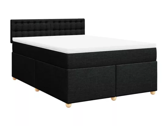 Sommier à lattes de lit avec matelas Noir 140x190 cm Tissu