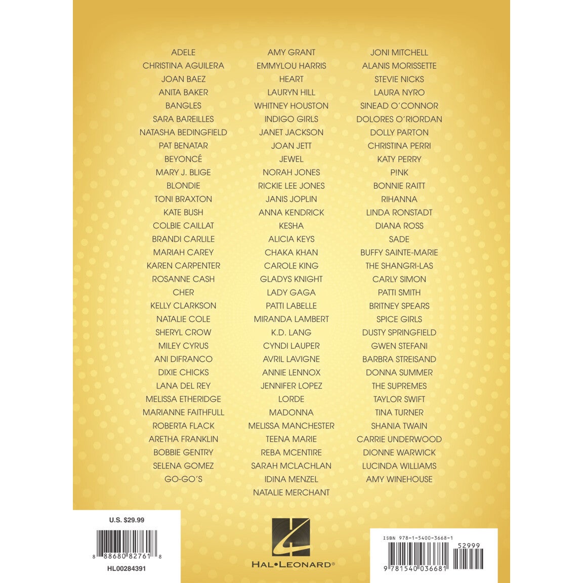 Hal Leonard 100 Women of Pop and Rock voor piano, zang en gitaar