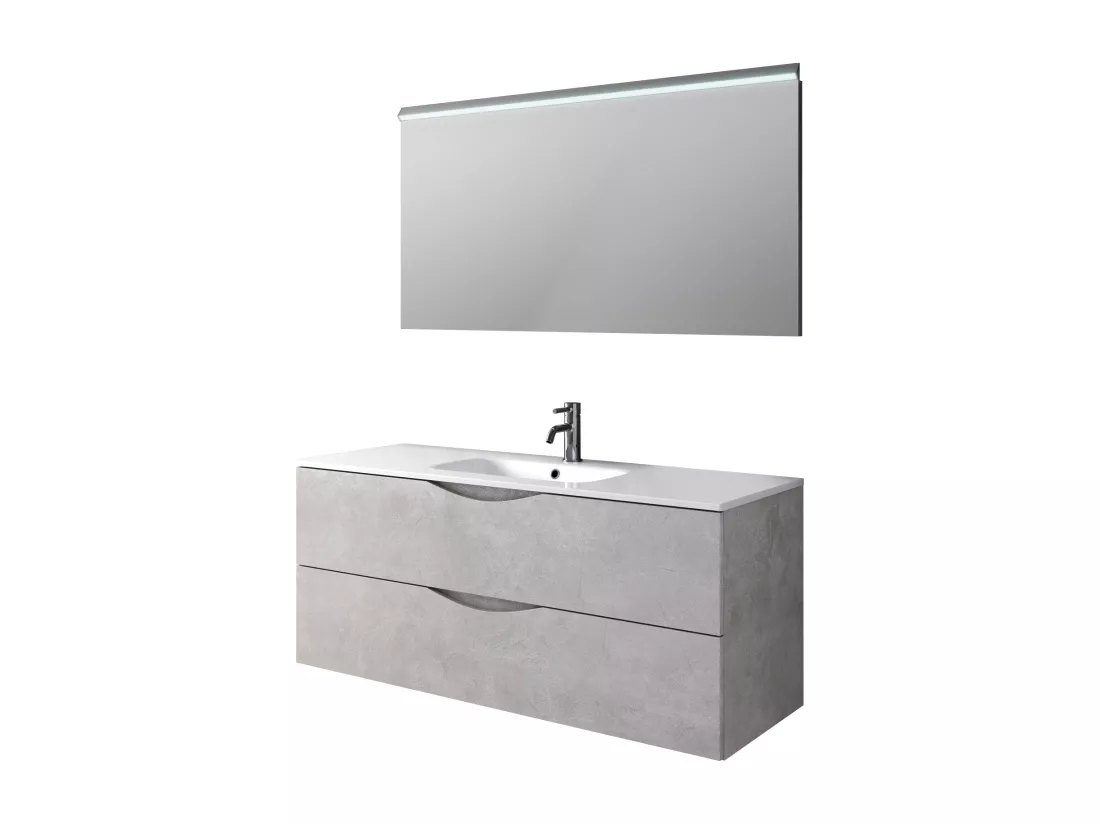 Ensemble de salle de bain 3 pièces PLUTONE blanc pierre