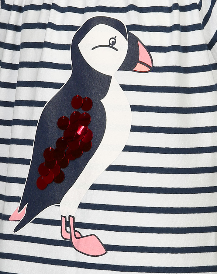 Kurzarm-Kleid PUFFIN gestreift in weiß/dunkelblau