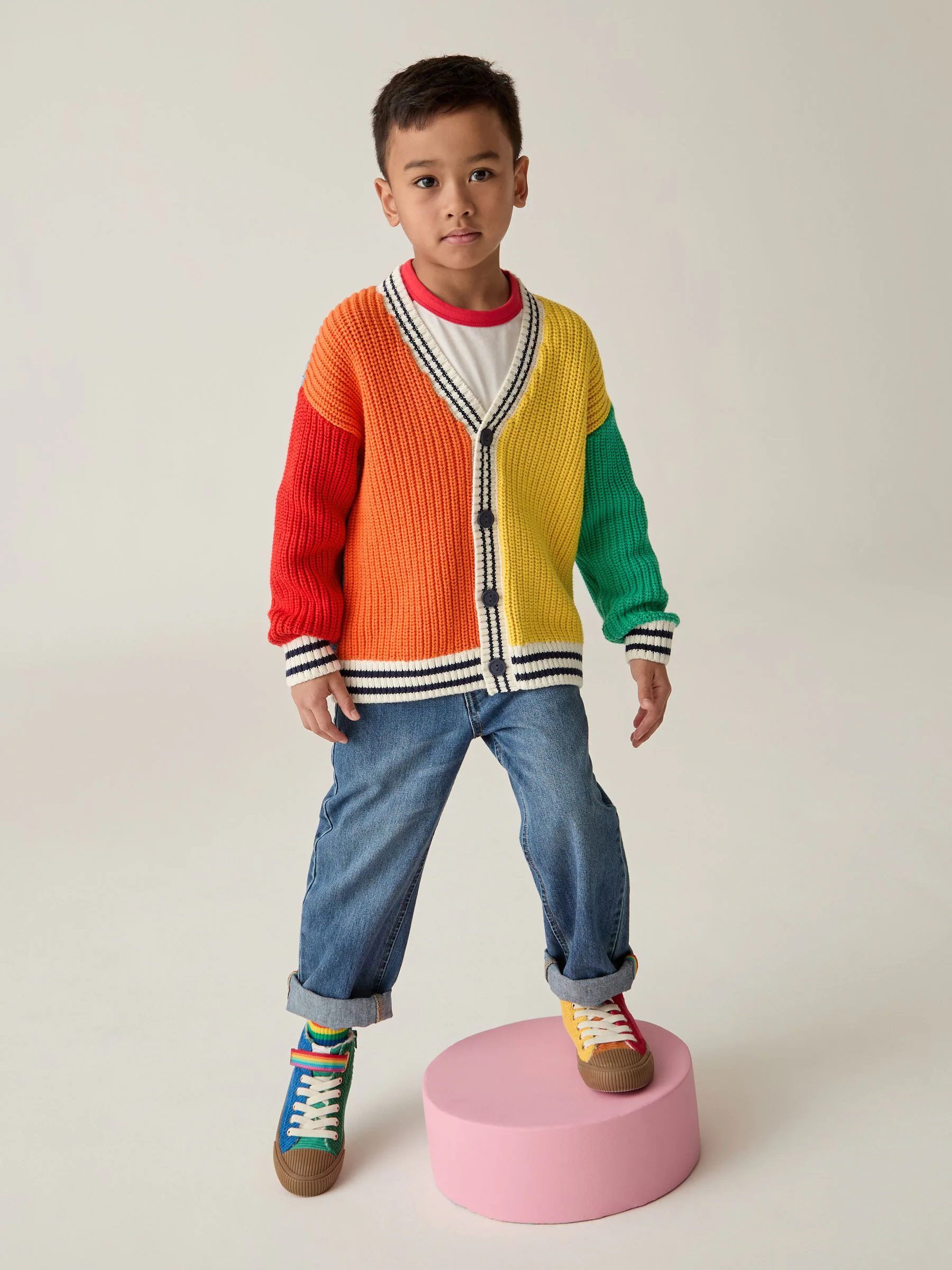Little Bird by Jools Oliver Regenboog Kleurblok 100% Katoenen Vest