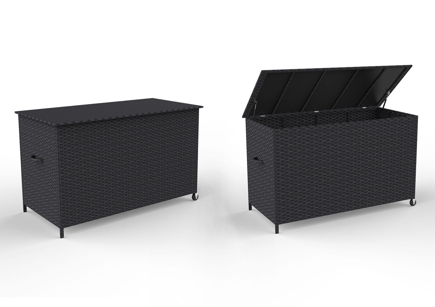 Lamar tuinopbergbox met wielen, zwart. 170 x 75 x 95 cm