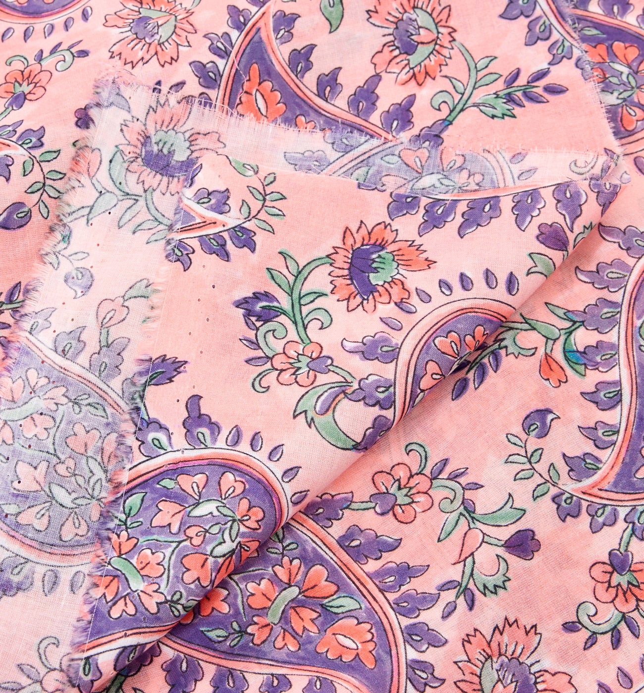 Coupon 3 m en voile de coton - Imprimé rose