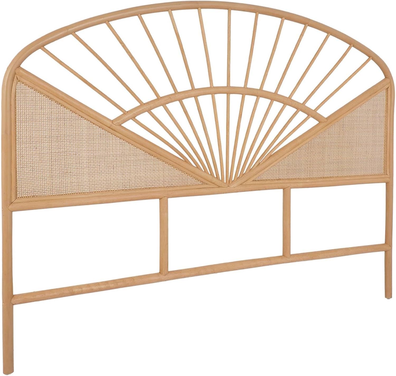 sweeek - Kopfteil aus natürlichem Rattan und Rohrgeflecht, helles Holz - Tomia