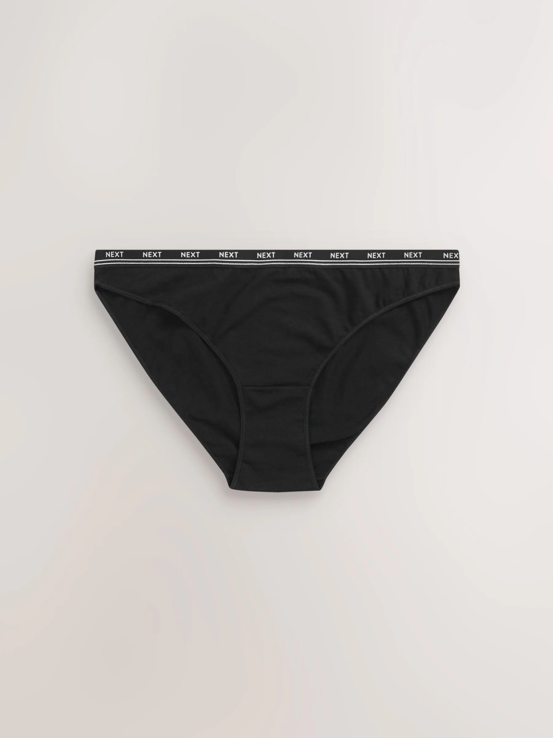 Zwart - 7 Katoenen slipjes met logotailleband