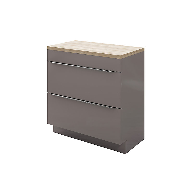 Meuble sous vasque à poser GoodHome Imandra gris taupé 80 cm + plan de toilette Hartland