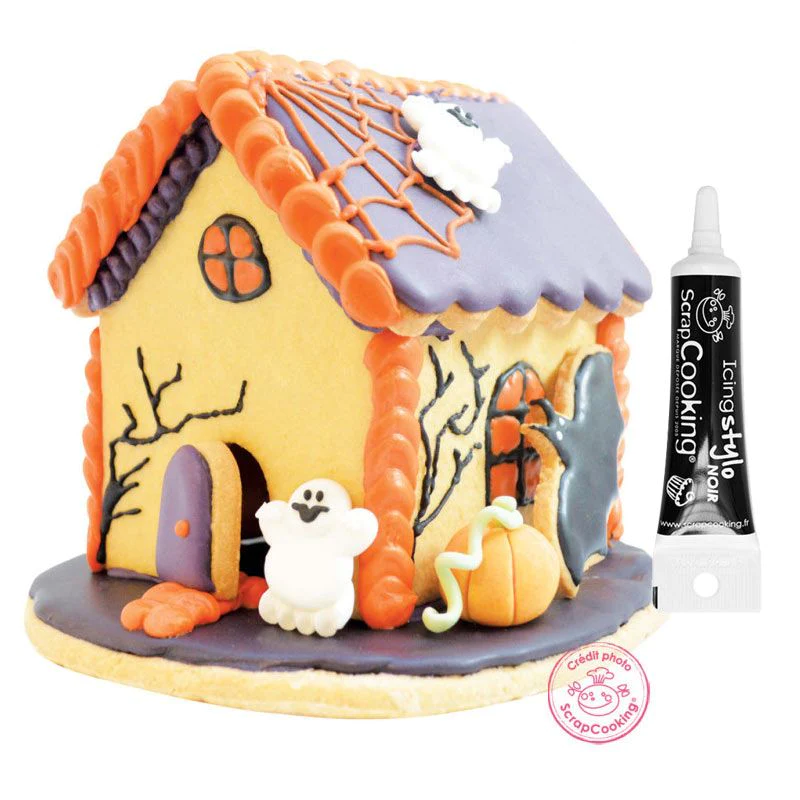 Kit découpoirs en inox Horror house + Stylo de glaçage noir Scrapcooki
