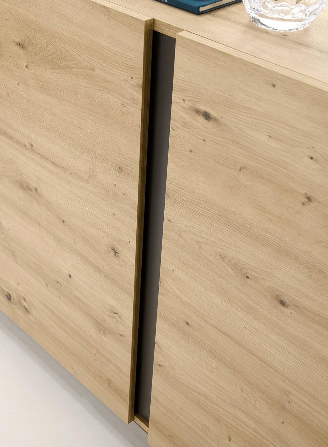 Wohnwand Schrankwand in Eiche Artisan und grau Graphit Wohnkombination 4-teilig Set 290 x 194 cm Louna (Set 1)