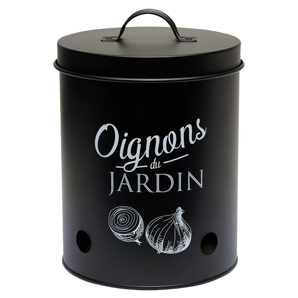 Boîte de conservation métal noir pour oignon