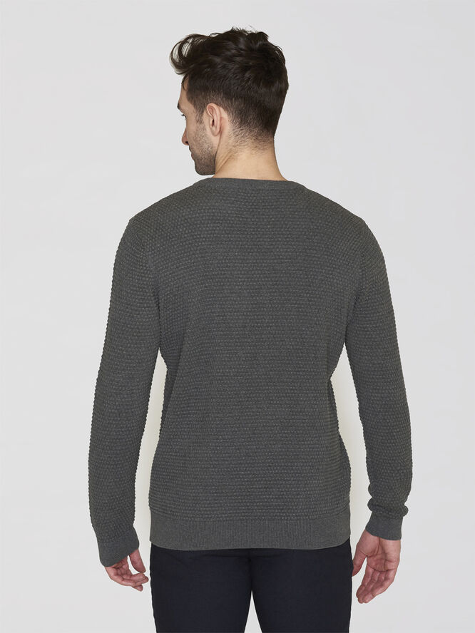 Knowledge Cotton Apparel VAGN regular bubble knit crew neck - Regenerative Organic Certified - Grå