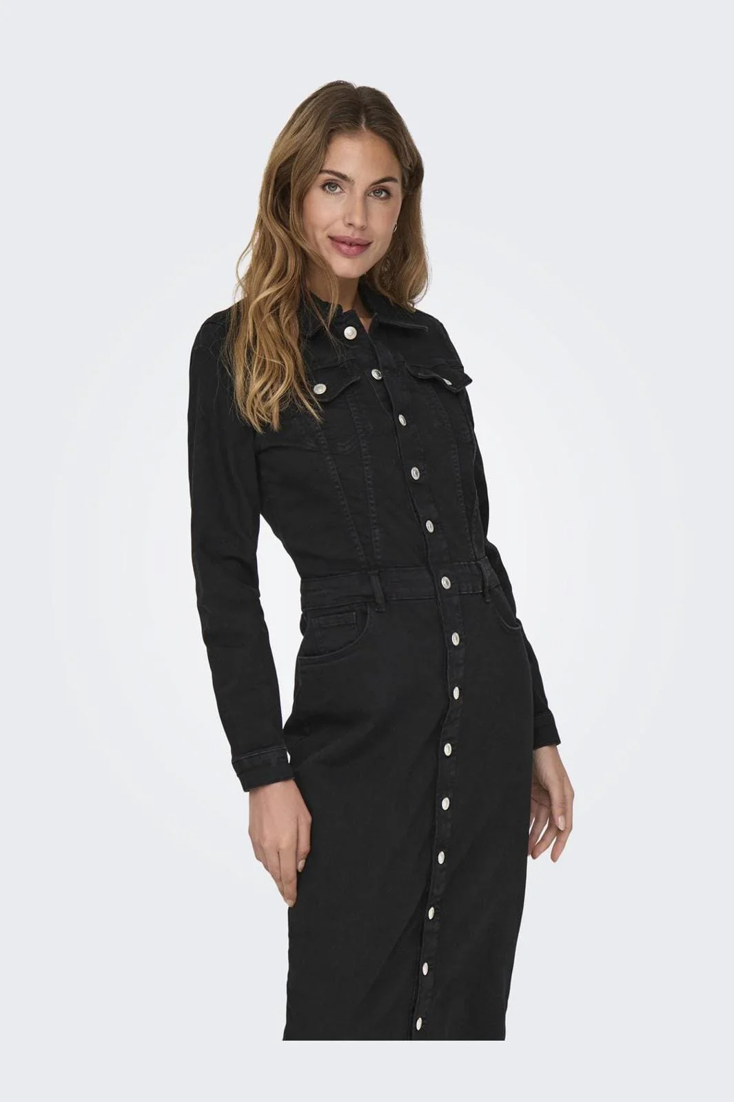 Only Onlellen Ls Longstretch Dress Rea130 4752029 washed black