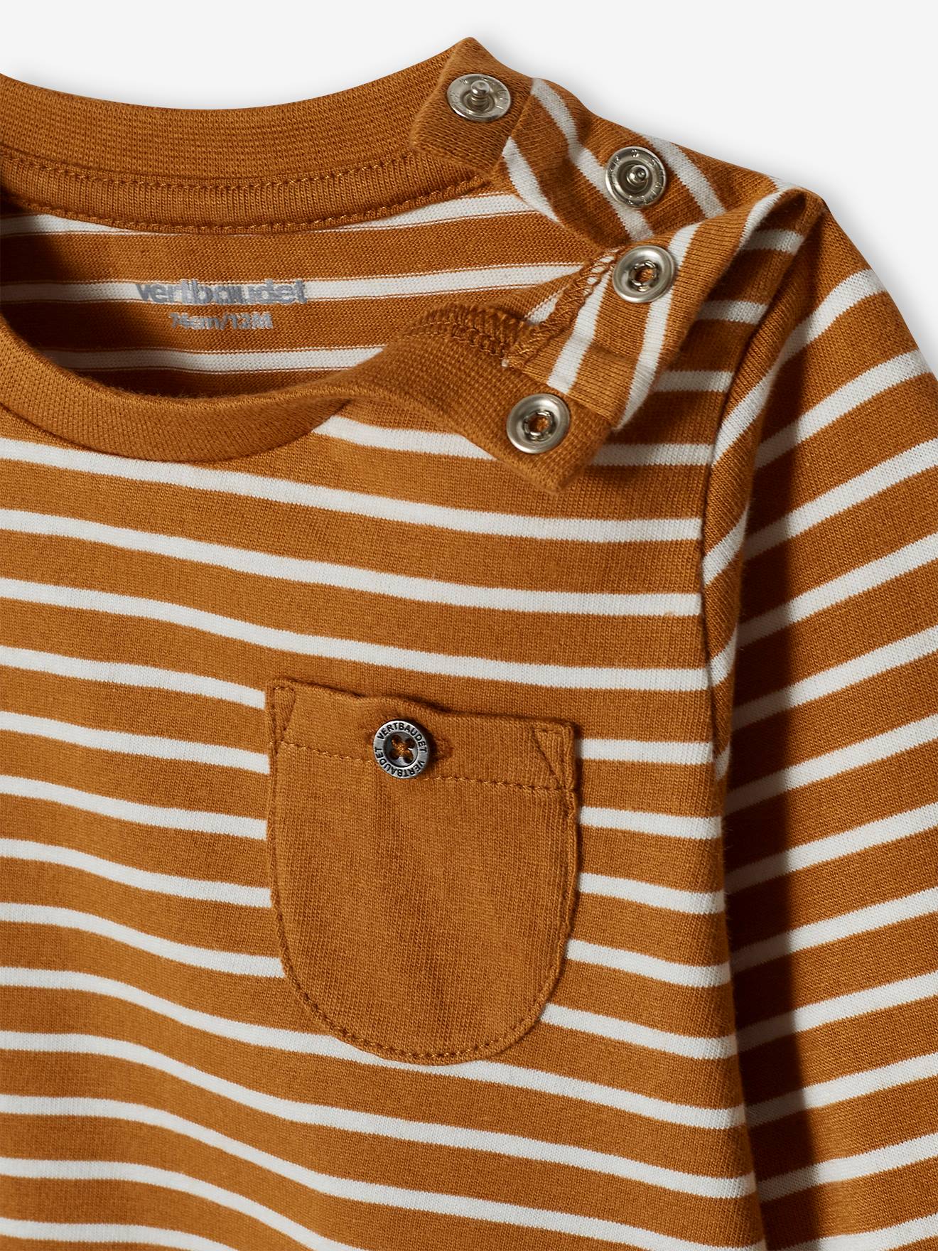 Conjunto de 2 camisetas básicas para bebê com estampa animal e listras, azul-acinzentado.