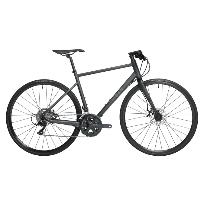 Decathlon Triban - Bicicleta de Estrada Triban RC500 para Adultos, Guidão Reto, Aro 700c, Preta, Tamanho XL