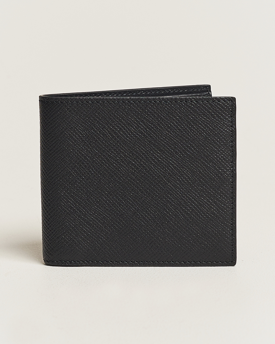 Smythson Panama 6 Card Wallet Black Leather