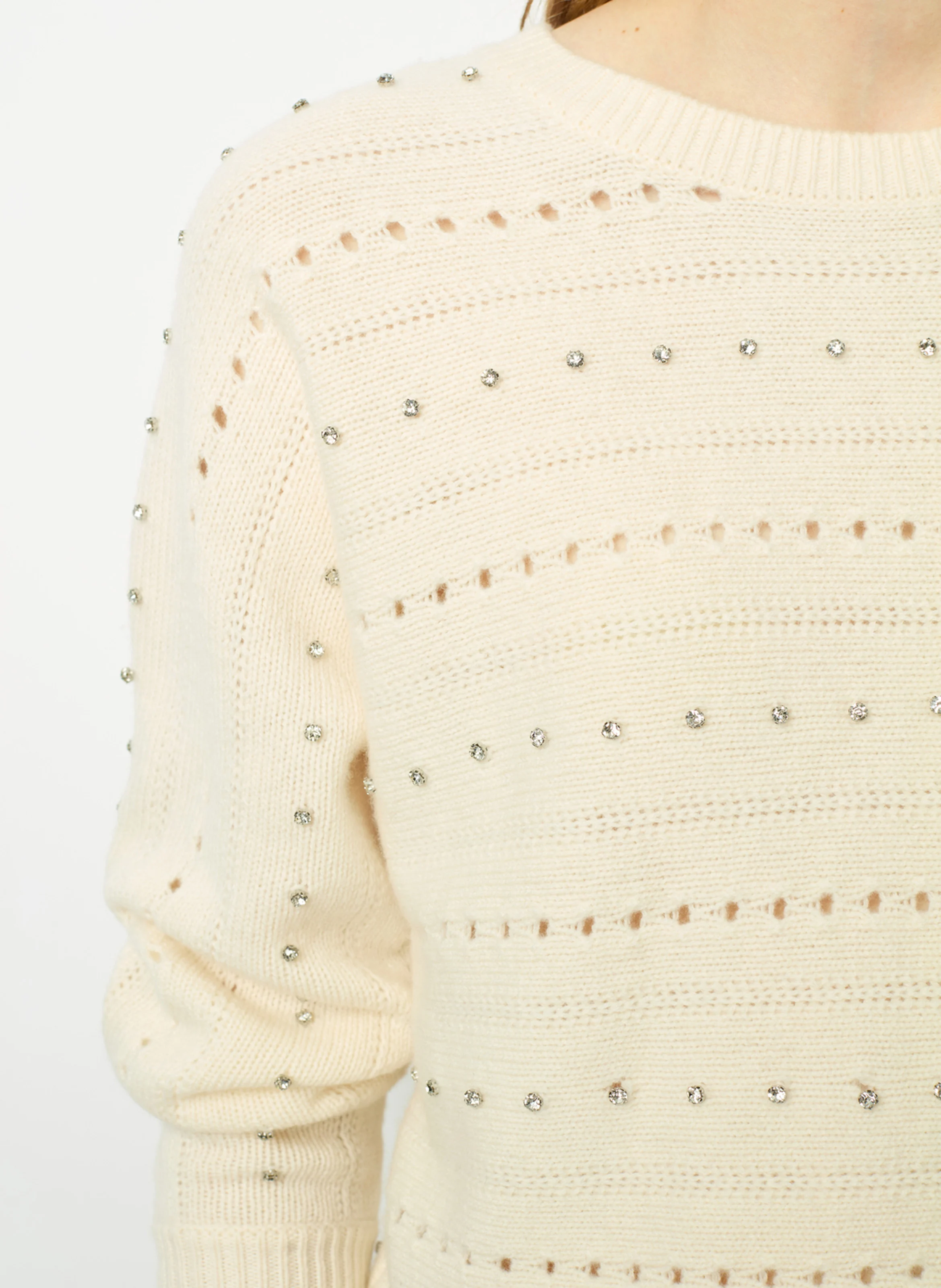 JULIANE - Pull col rond en laine | Blanc