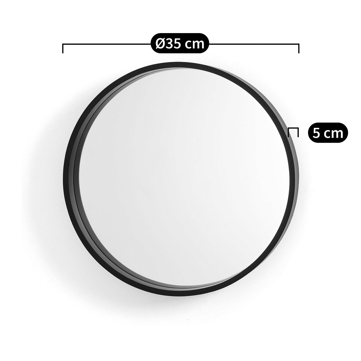 LA REDOUTE INTERIEURS<br>Espelho redondo, preto Ø35 cm, Alaria