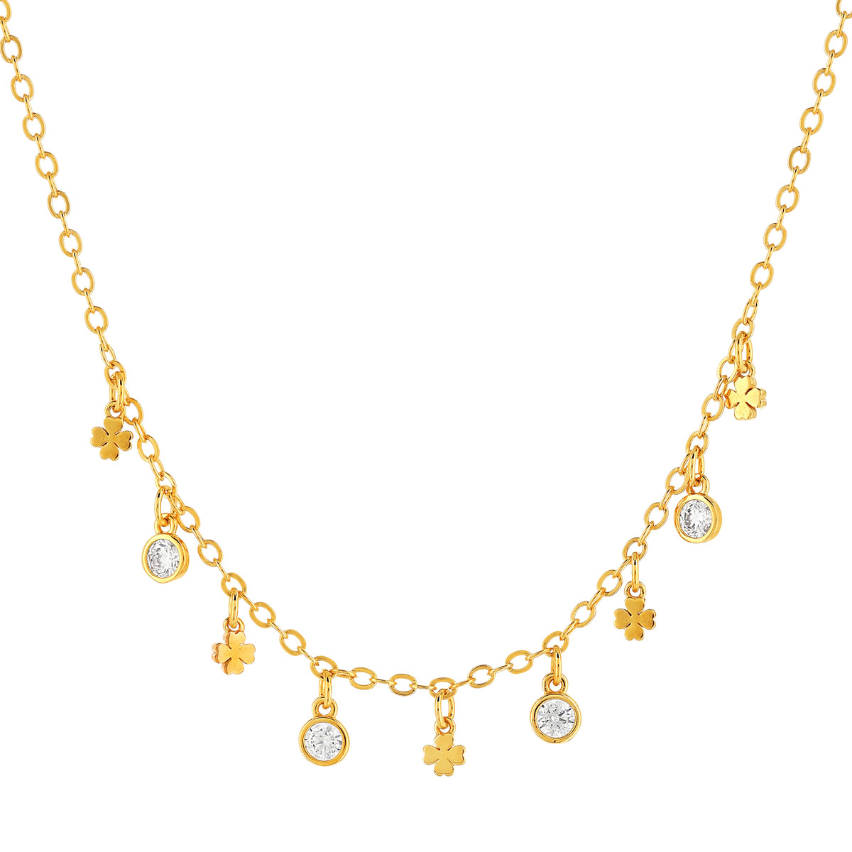 Collier plaqué or zirconias 45 cm