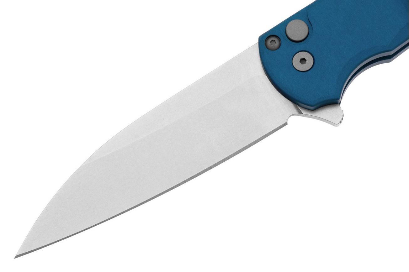 Pro-Tech Malibu 5301 Smooth Handle Blue, Stonewashed Magnacut Wharncliffe, zakmes