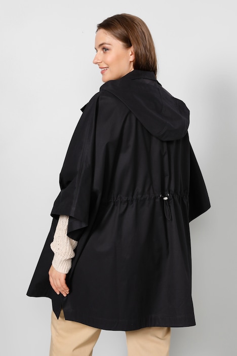 Cape, oversized, wasserabweisend, Kapuze, Taillen-Tunnelzug