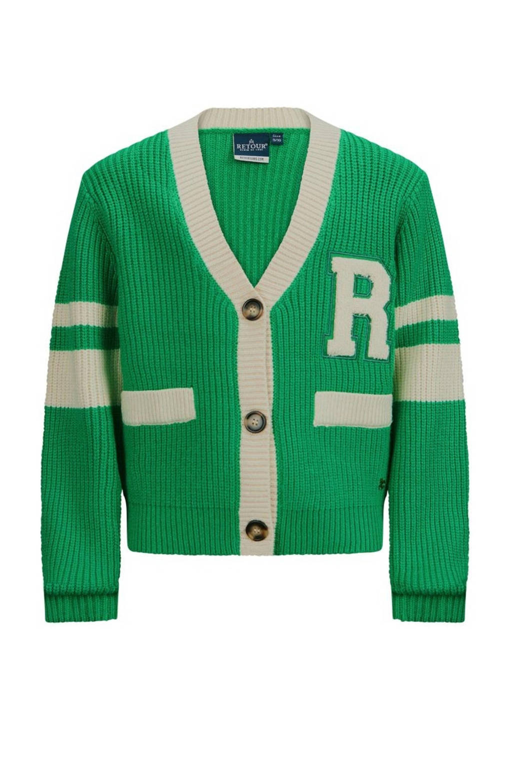 Retour Jeans sweater Janne met printopdruk felgroen/ecru