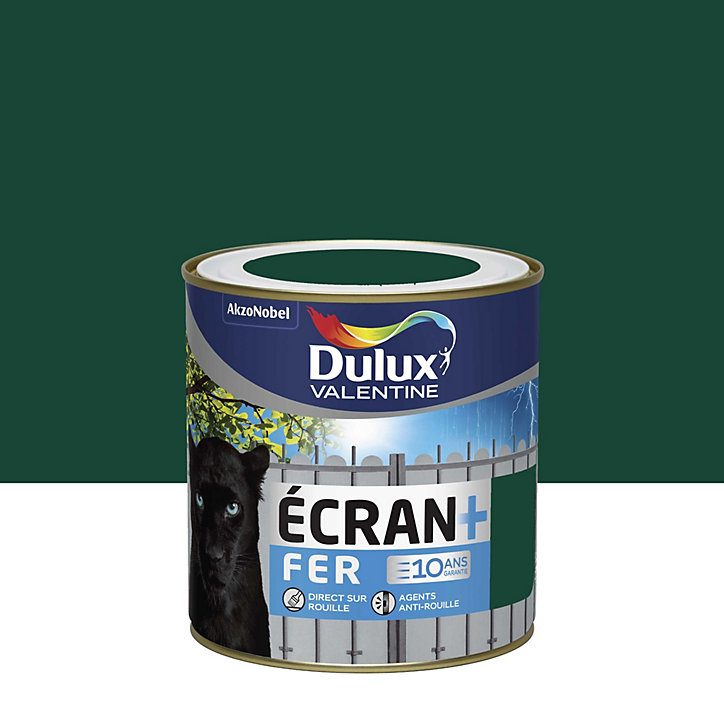 Peinture extérieure Ecran+ Fer protection antirouille Dulux Valentine brillant vert basque RAL 6005 0,5L