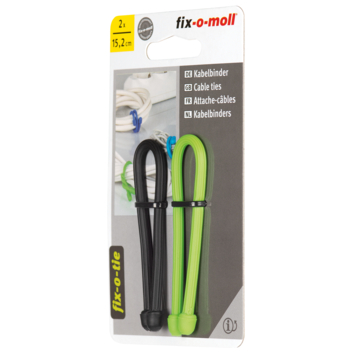 Kabelbinder Fix-o-tie zwart-groen 152mm - 2 stuks