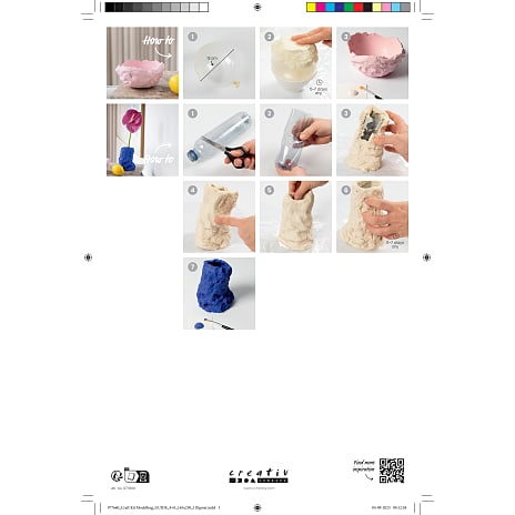 DIY kit modellering vase og skål - lyserød og blå