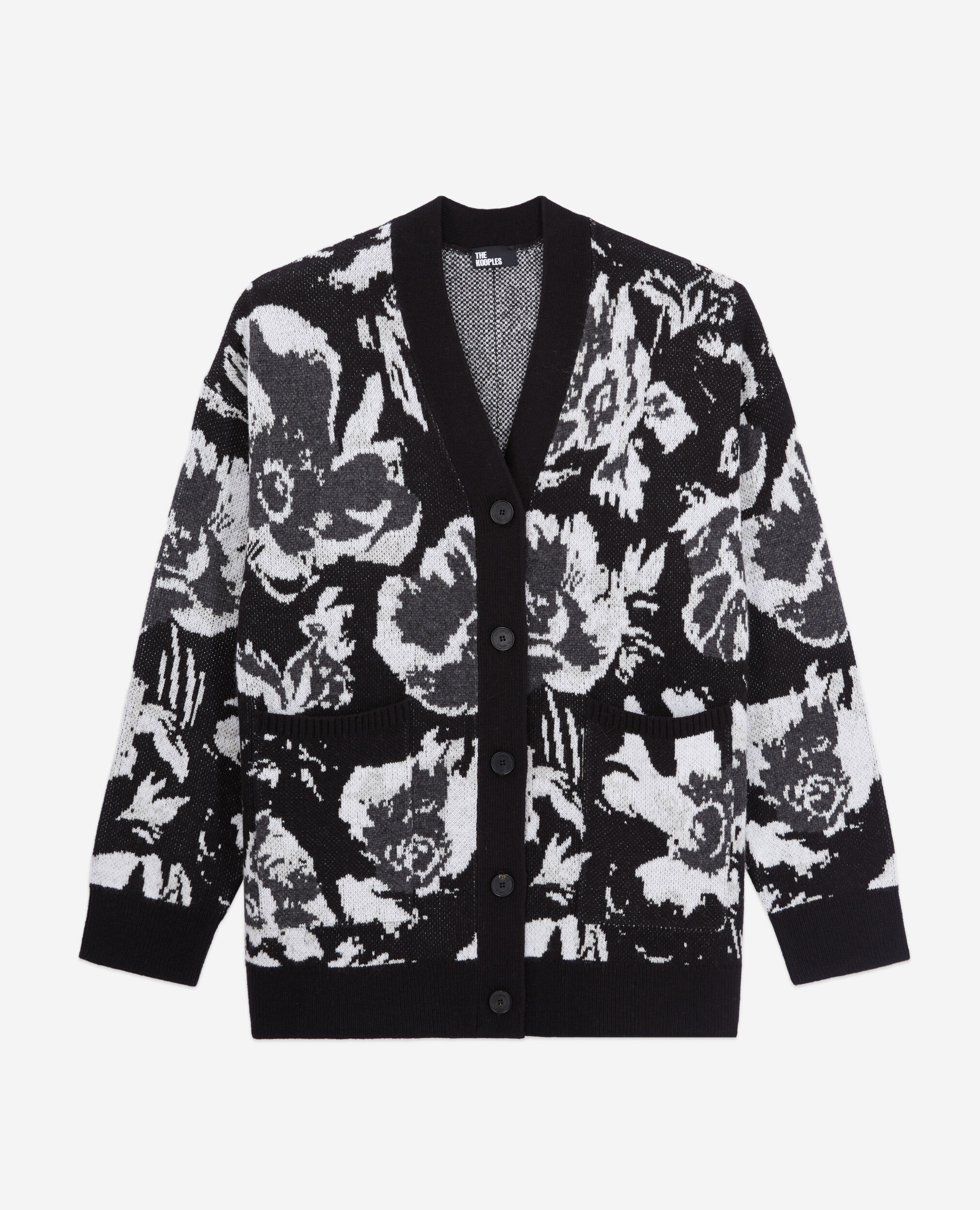 Wool-blend floral cardigan
