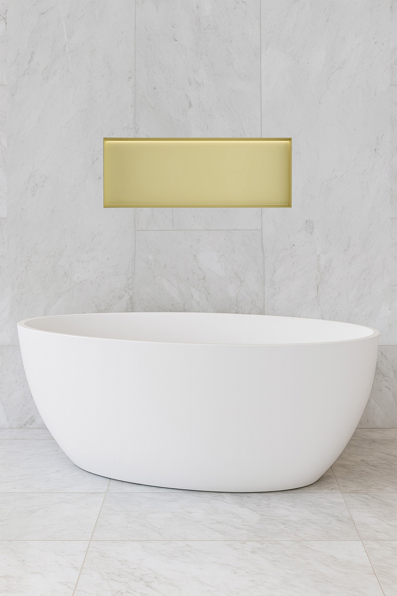Hotbath &More frameless inbouwnis met verlichting 30x80x10cm geborsteld messing PVD