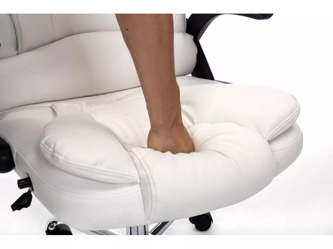 Chaise de bureau - Similicuir & Métal chromé - Blanc - Thor