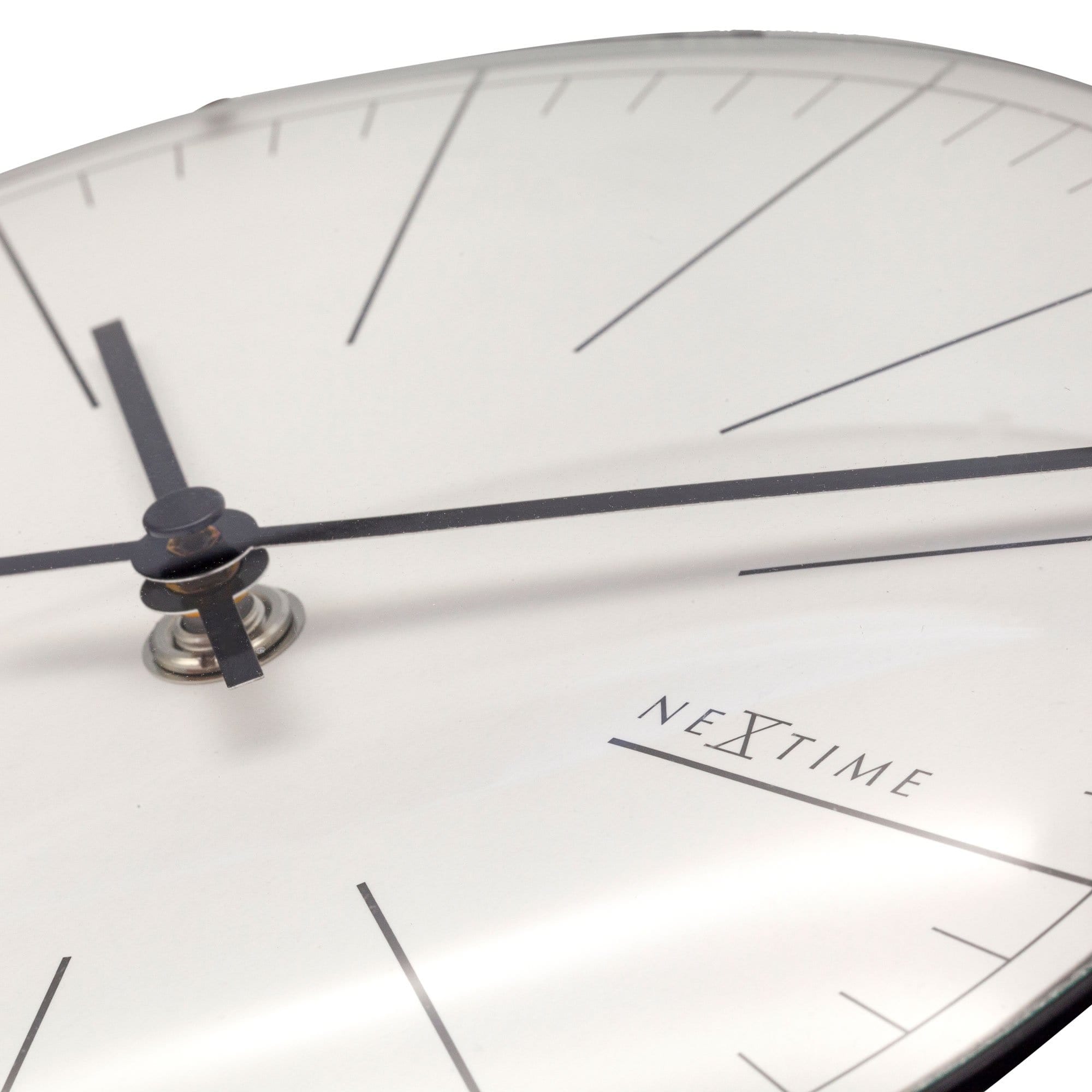 NeXtime - NeXtime - Wandklok|Tafelklok- 20cm- Glas- Wit- 'Big Stripe