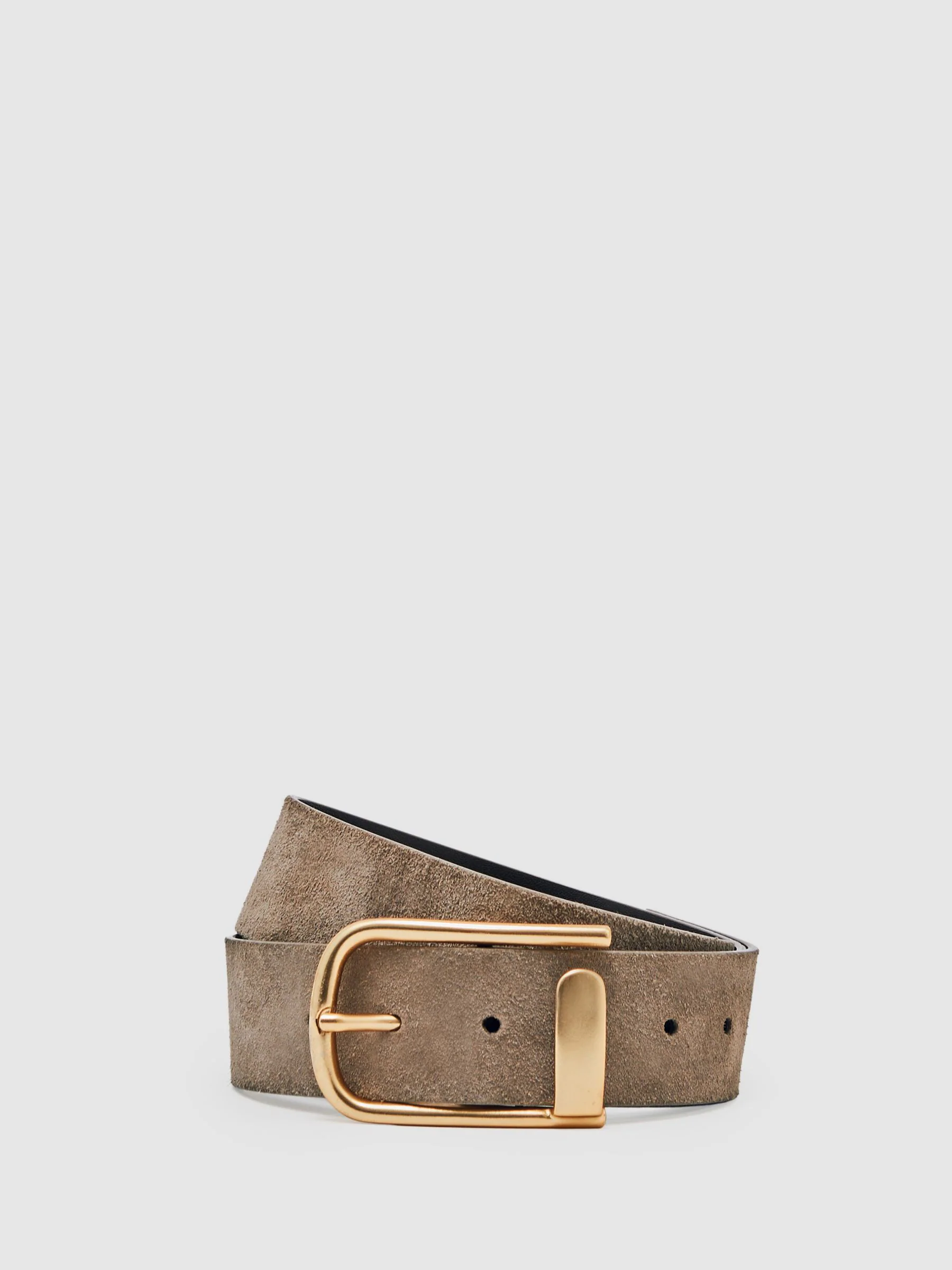 Grijs - Reiss Iyla leren riem met halve gesp