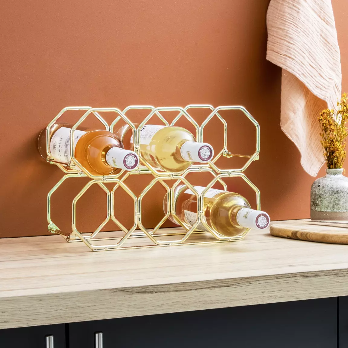 Range-bouteilles métal pliable (H22 cm) Elio Or