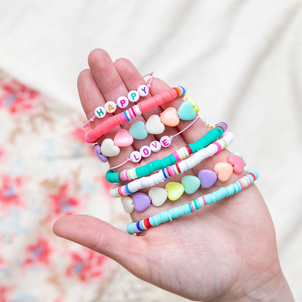 Bracelet surfeur perles de heishi blanc Roodoudou