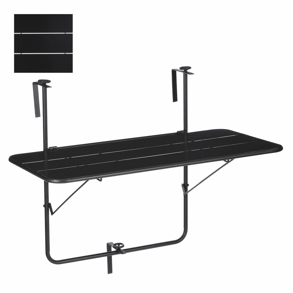 Mica decorations table de jardin balkon - 88x51.5x67 cm - le fer - noir