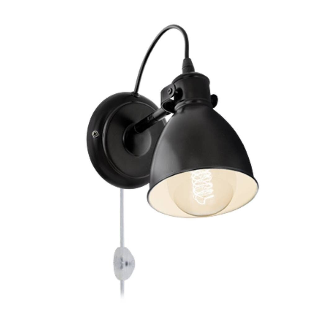 VEGGLAMPE PRIDDY E27 M/LEDNINGSETT SVART