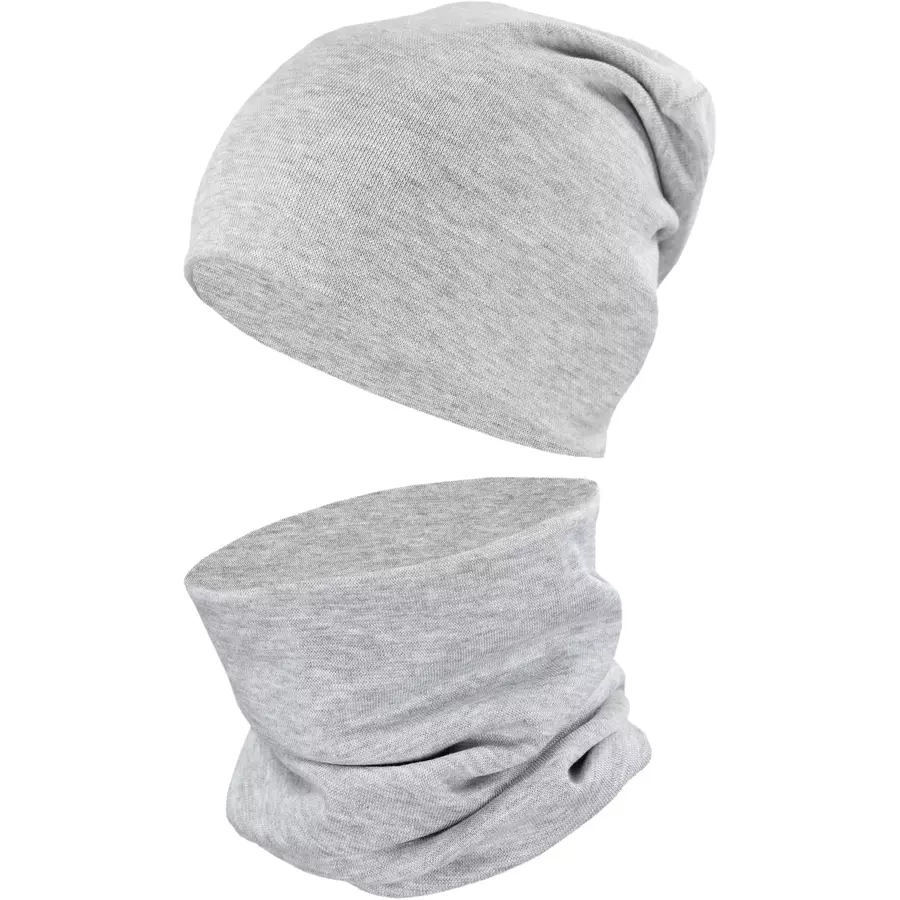 TupTam Unisex Kinder Beanie Mütze Schlauchschal Set grau