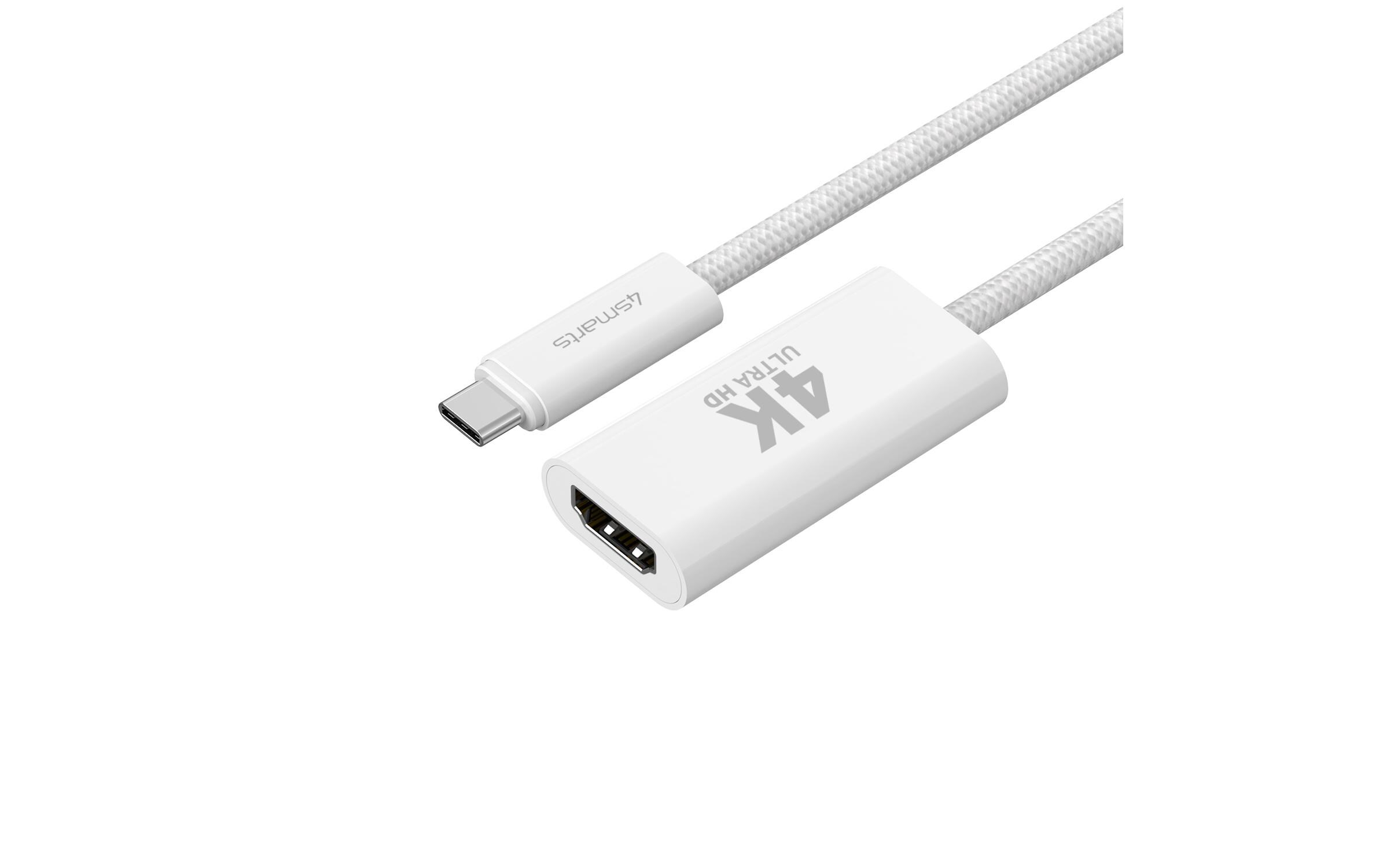 Adapter 4K 60Hz USB Type-C - HDMIUSB-C auf HDMI Kabel female 15 cm weiss, 4K-Unterstützung, Case Friendly