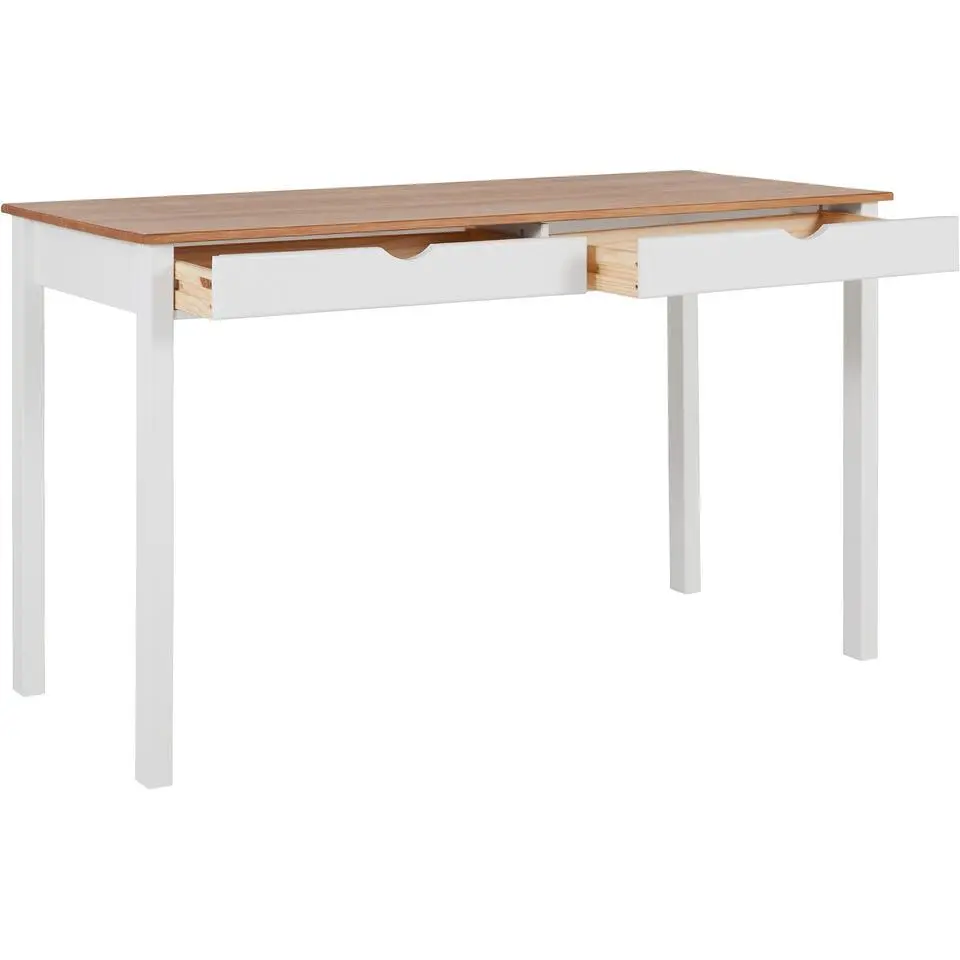 Gava - Bureau met 2 laden wit en naturel grenen