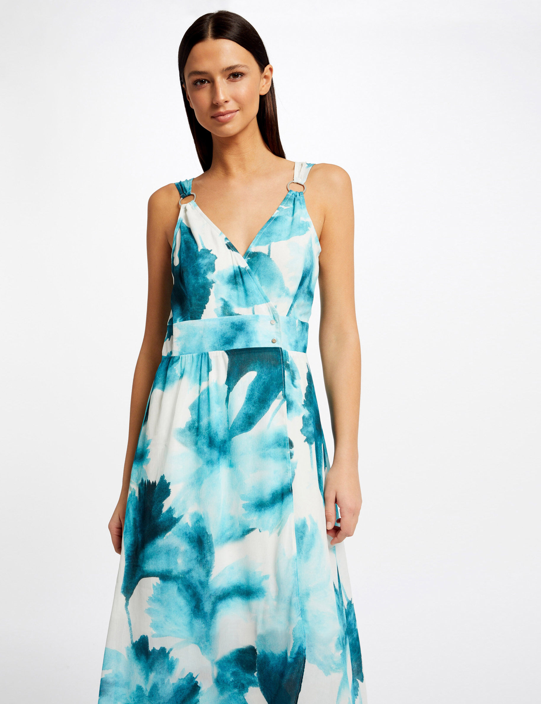 Robe longue portefeuille imprimée multico femme - multico
