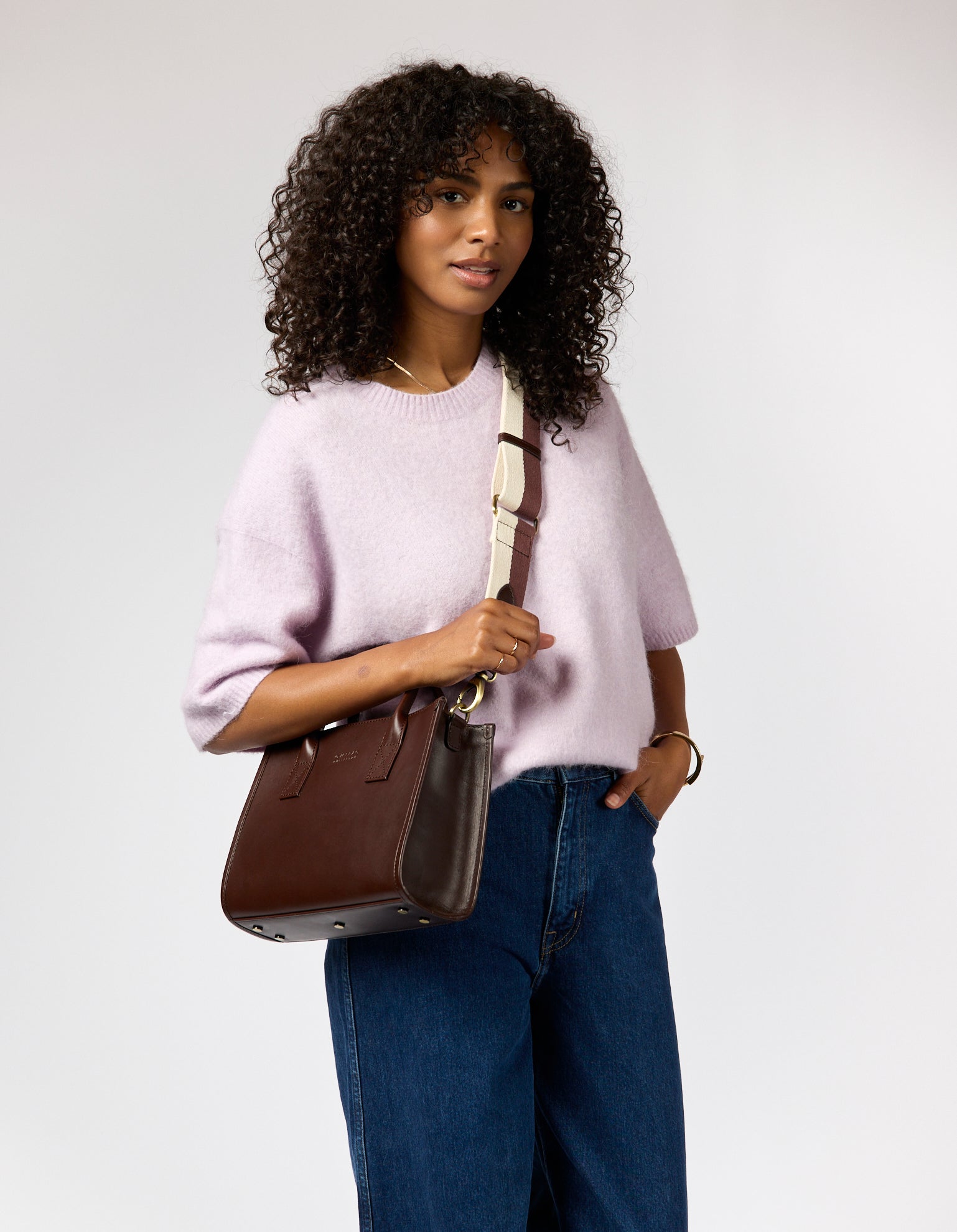 Jackie Midi   Webbing Strap - Chocolate Classic Leather