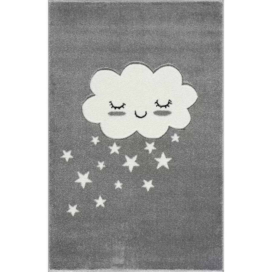 LIVONE Kinderteppich Kids love Rugs WOLKE silbergrauweiss