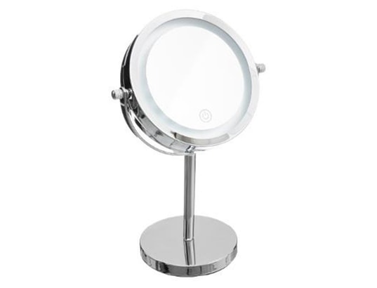 FIVE SIMPLY SMART - Miroir Pivotant Rond sur Pied Led 29cm Argent