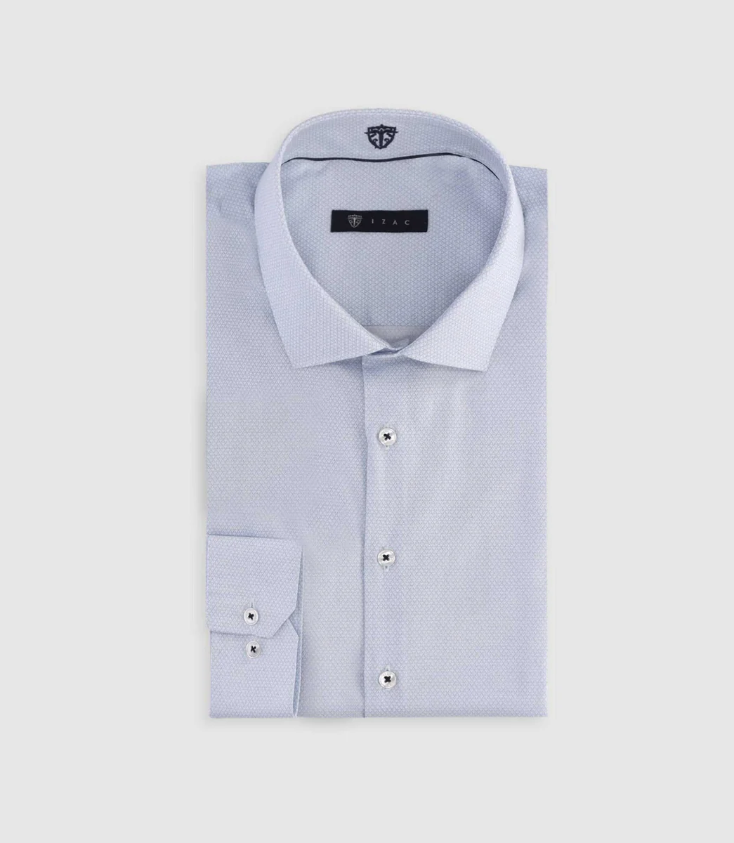 Chemise slim à imprimé micro motifs bleu MAEL