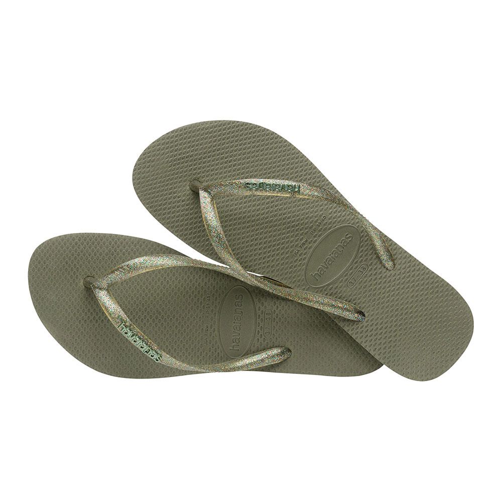 Havaianas SLIM LOGO METALLIC - Tongs Femme green