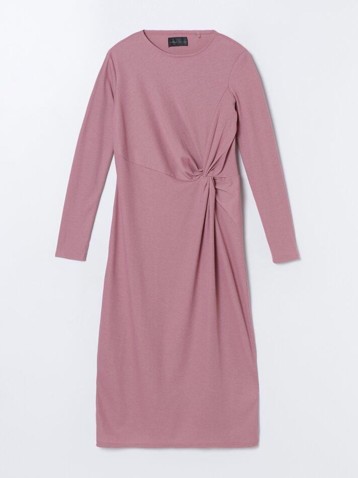 Vestido midi com nó - Rosa