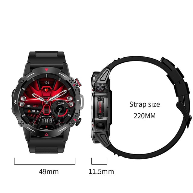 Smartwatch / sportsur med Bluetooth-opkald Sort